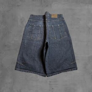 Kani Mens Dark Wash Denim Loose Fit‎ Baggy Shorts Size 38